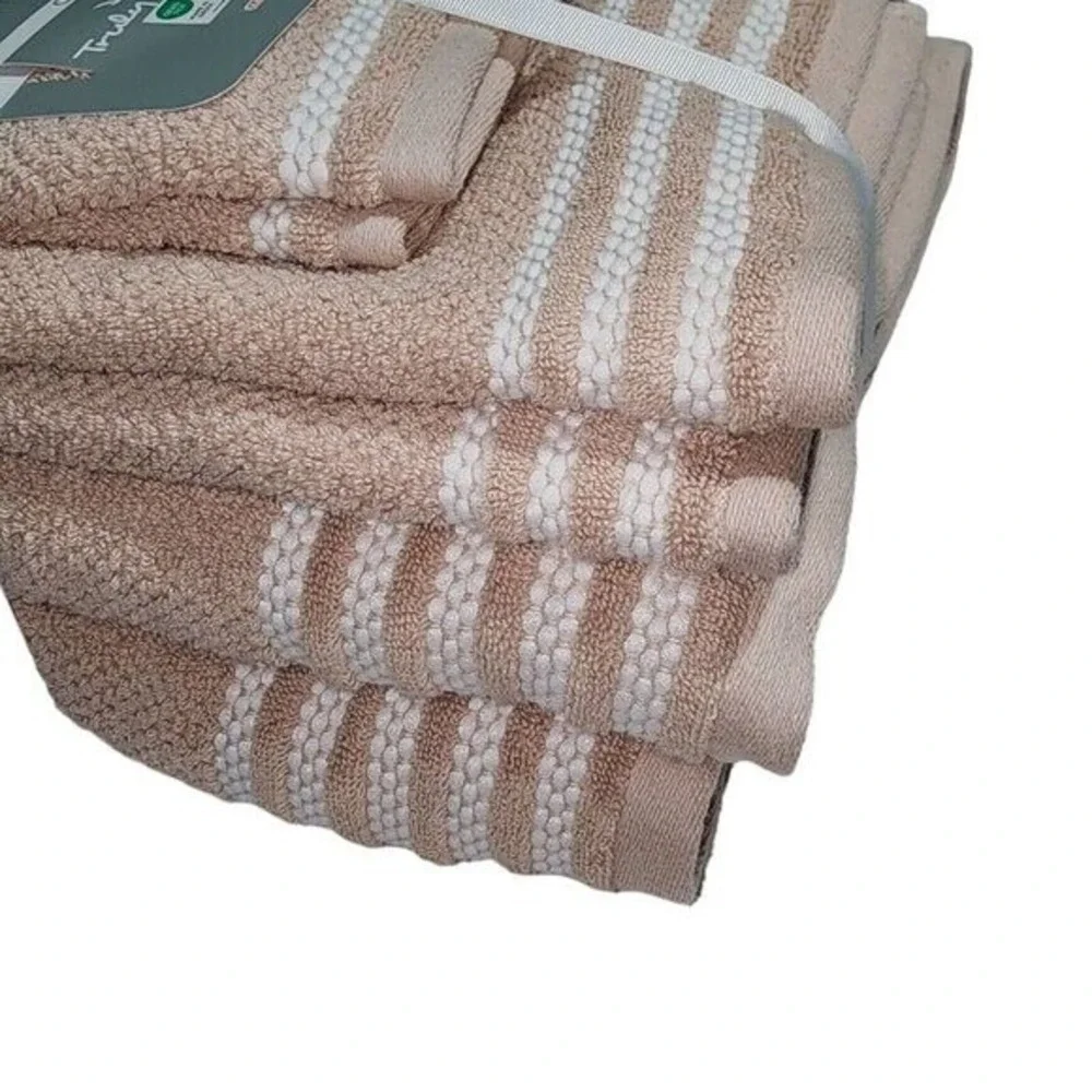 Truly Lou Oversized‎ Bath Hand and Washcloth Cotton Towel Set 6pc Desert Pink